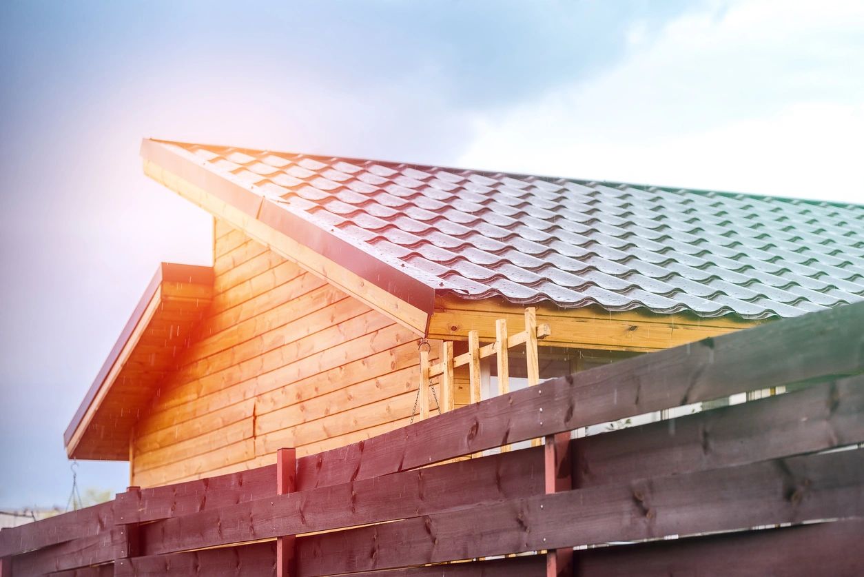 House under construction with tile roof