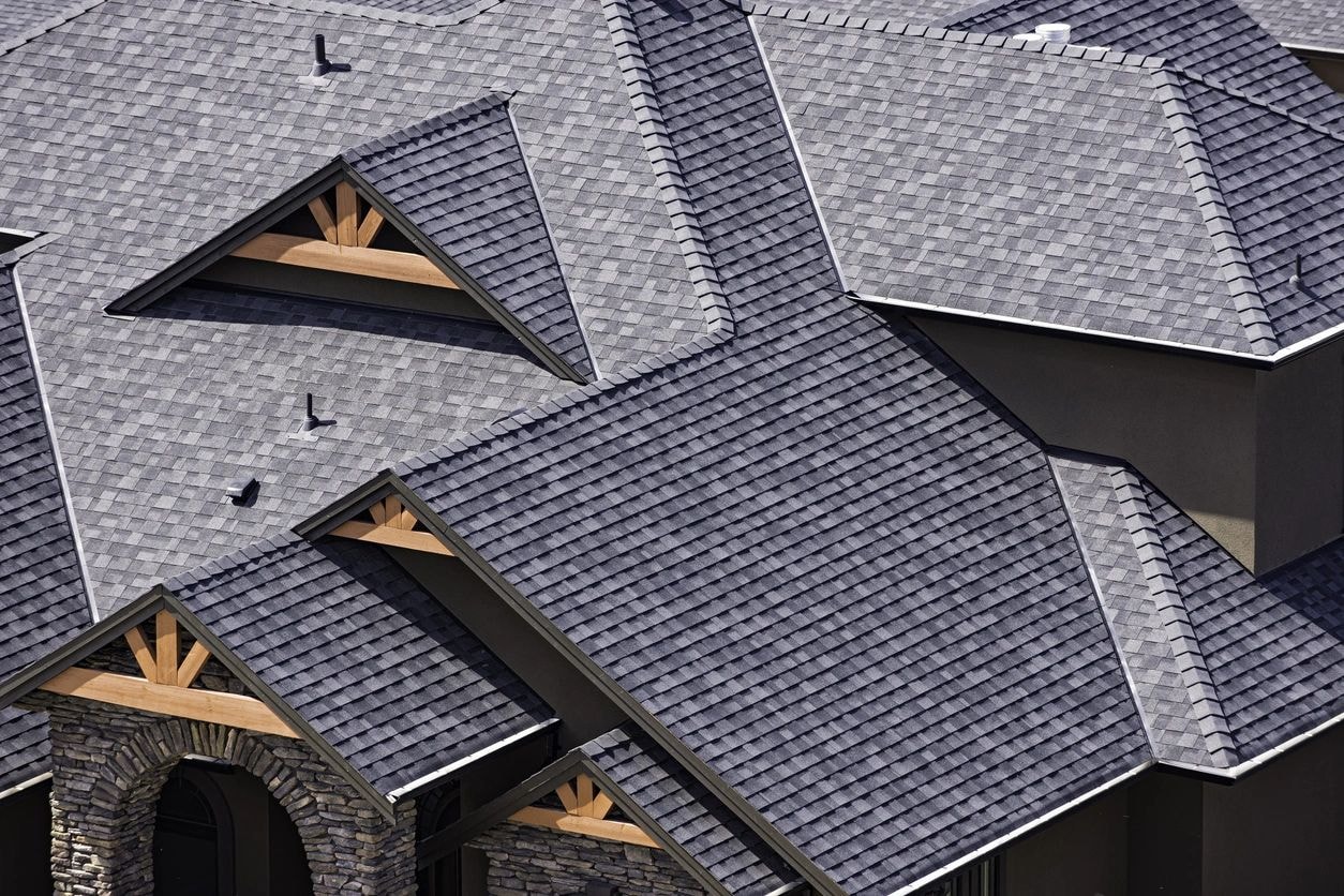 Modern residential home with peaked gable roofs